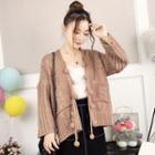 Open-front Pom Pom Accent Cardigan