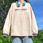 Lettering Embroidered Sweatshirt / Bear Print Straight Leg Pants