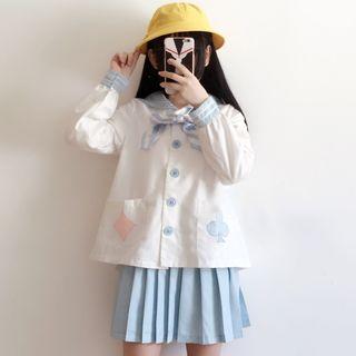 Bow-accent Jacket / Pleated Skirt