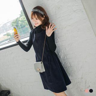 Corduroy Pleated Jumper Dress