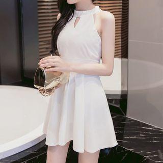 Keyhole Front Halter A-line Dress