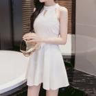Keyhole Front Halter A-line Dress