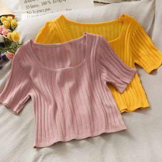 U-neck Slim-fit Crop Top