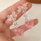 Bow Heart Acrylic Dangle Earring 1 Pair - Earring - Pink - One Size