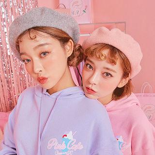 Lace-up Wool Beret