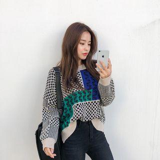 Multi-pattern Oversized Sweater