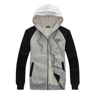 Hooded Color Block Zip Jacket