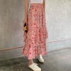 Floral Midi A-line Skirt Pink - One Size