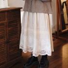 Lace Hem A-line Midi Skirt