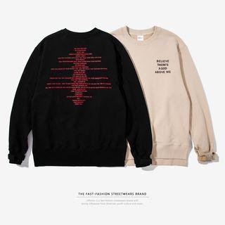 Buckled-cuff Lettering Pullover