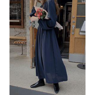 Tie-waist Maxi Pleated Dress