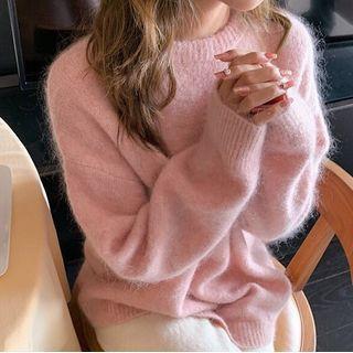 Round Neck Plain Loose Fit Sweater