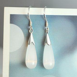925 Sterling Silver Cat's Eye Stone Droplet Drop Earring