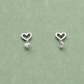 Rhinestone Sterling Silver Heart Earrings