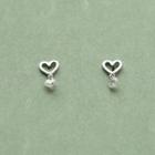 Rhinestone Sterling Silver Heart Earrings