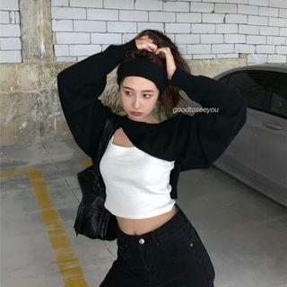 Plain Crop Sweater / Plain Top