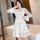 Long-sleeve Star-print A-line Dress