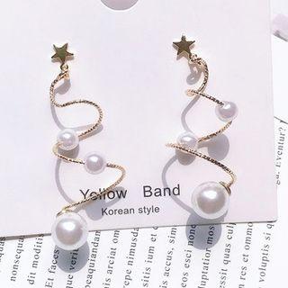 Faux Pearl Swirl Dangle Earring S925 Sterling Silver - As Shown In Figure - One Size