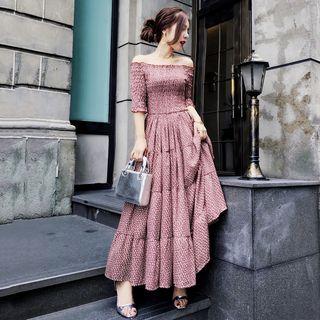 Floral Off-shoulder A-line Dress