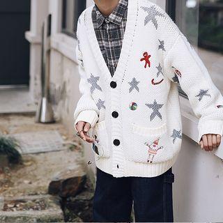 Star Embroidered V-neck Cardigan