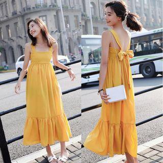 Square Neck Sleeveless Midi Dress