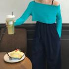 Plain Sleeveless Jumpsuit / Loose-fit Long-sleeve Top
