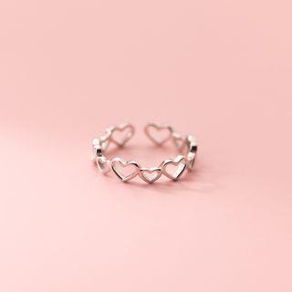 Sterling Silver Hollow Heart Open Ring 1 Piece - S925 Silver - Silver - One Size