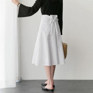 Tie-back A-line Midi Skirt