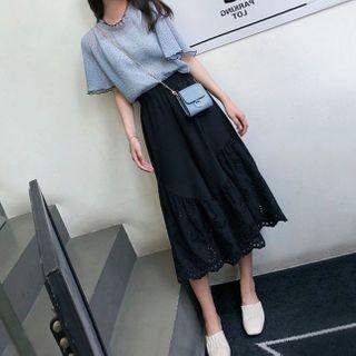 Short-sleeve T-shirt / Midi A-line Skirt / Cropped Wide-leg Pants / Set