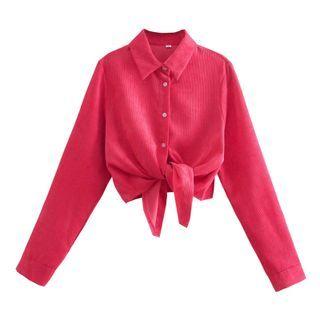 Long-sleeve Asymmetrical Corduroy Shirt