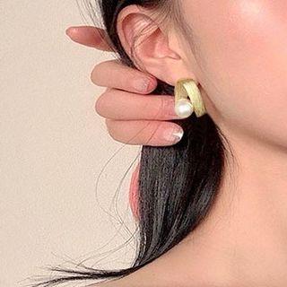 Faux Pearl Alloy Earring 1 Pair - Silver Needle - As Shown In Figure - One Size
