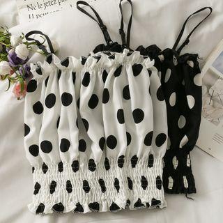 Ruffle-trim Dotted Crop Crop