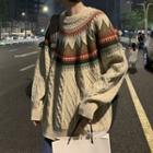 Print Cable Knit Sweater