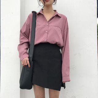 Set: V-neck Blouse + A-line Skirt