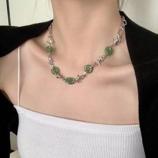 Faux Gemstone Thorn Stainless Steel Choker