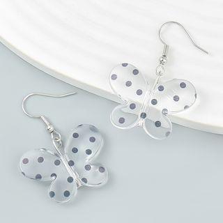 Dotted Butterfly Drop Earring 1 Pair - White - One Size