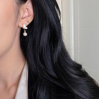 Faux Pearl Shell Butterfly Dangle Earring