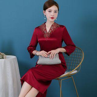 3/4-sleeve Sequin Sheath Dress