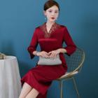 3/4-sleeve Sequin Sheath Dress