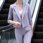 Double-breasted Cropped Blazer / Dress Pants / Set