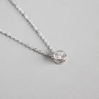 925 Sterling Silver Rhinestone Pendant Necklace S925 Silver - Platinum - One Size