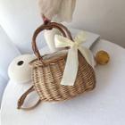 Straw Bow Accent Handbag