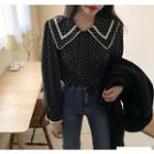 Lace-trim Dotted Shirt Black - One Size