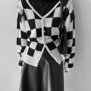 Checked Mohair-blend Cardigan One Size