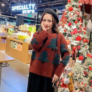 Tree Detail Crew-neck Sweater