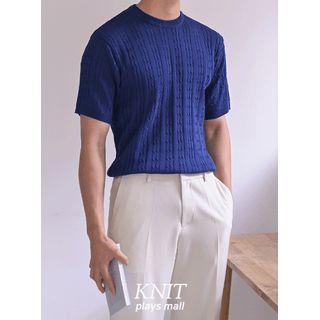 Crew-neck Cable Knit Top