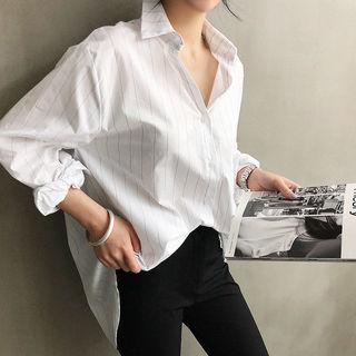 Long-sleeve Pinstripe Cotton Shirt