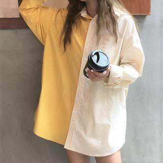 Two Tone Shirt Yellow & White - One Size