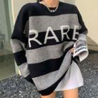 Long-sleeve Striped Letter Sweater