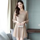Set: Lace 3/4-sleeve Dress + Plain Slipdress